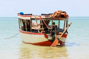 old traditional empty fisher boat without people