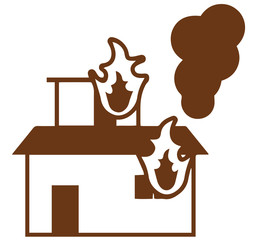 火事と家のイラスト　単色