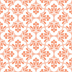 Fototapeta na wymiar Flower geometric pattern. Seamless vector background. White and pink ornament