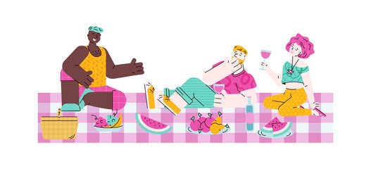 Barbecue picnic outdoor weekend with friends sketch isolated vector illustration.