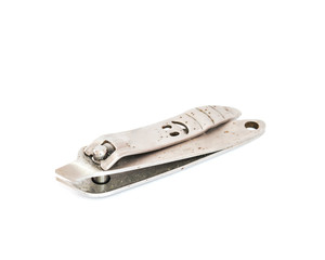 Typical Vietnamese shiny fingernail and toenails clipper isolated on white