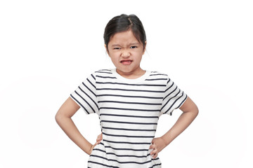 Angry girl on white background (clipping path)