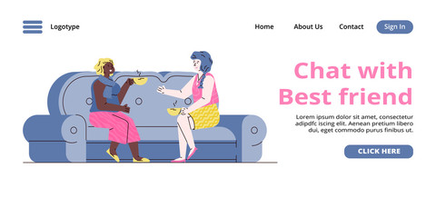 Banner with people chatting and having conversation sketch vector illustration.