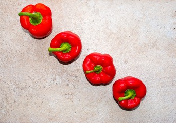 Red bell  pepper  in a row  4 
