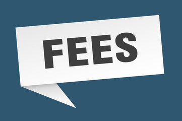 fees speech bubble. fees ribbon sign. fees banner