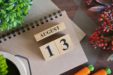 August 13, Cover natural Calendar, Appointment Date design.