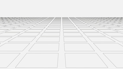 Horizontal perspective grid. Detailed lines forming an abstract background