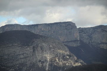 Sunny day on the cliffs mountains 