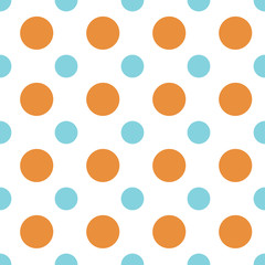 A simple retro colored repeating circle seamless pattern background.