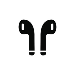 Airpods icon isolated on white background. Wireless earphones pictogram