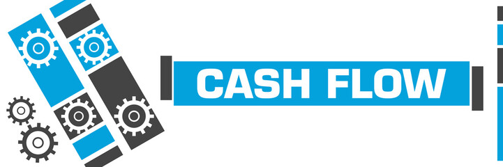 Cash Flow Blue Grey Line Boxes Gears 