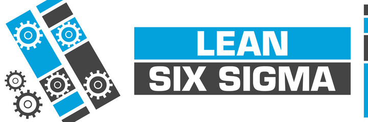 Lean Six Sigma Blue Grey Line Boxes Gears 