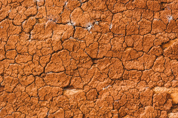 Cracked dry red soil texture