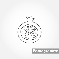 Pomegranate vector line icon on white background