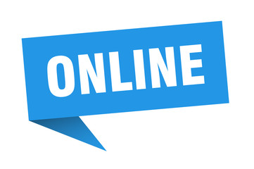 online speech bubble. online ribbon sign. online banner