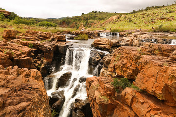 waterfall at canyons with fresh water flowing down