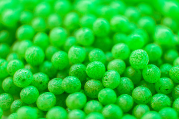 Round cosmetic balls closeup. Macro photo