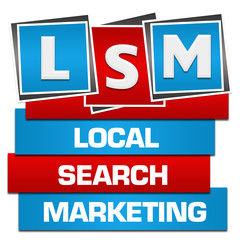 Fototapeta premium LSM - Local Search Marketing Red Blue Blocks Bottom Text 
