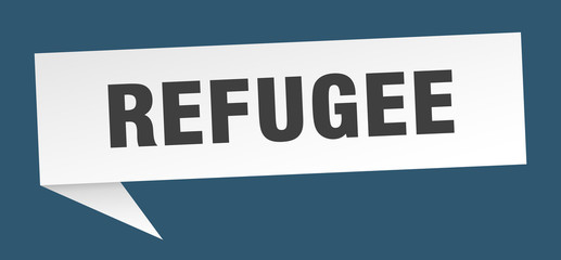 refugee speech bubble. refugee ribbon sign. refugee banner