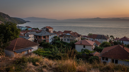 Fototapeta na wymiar Sunset view over Radozhda on Lake Ohrid, Macedonia