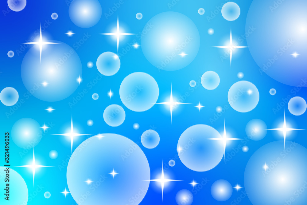 Wall mural abstract blue gradient with glowing bubble and star background. fantasy backdrop design.