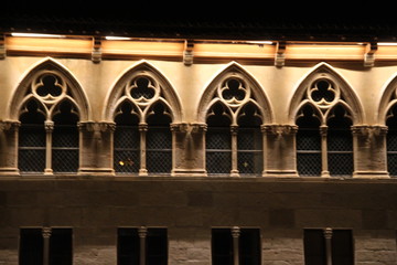 Abbey facade and stained glass window