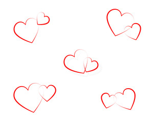 Set of hearts on a white background. Hearts for cards and congratulations.