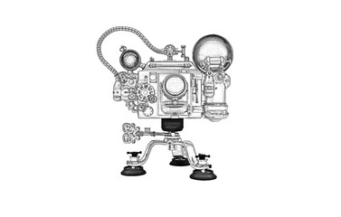 Steampunk camera, science fiction, 3d rendering, 3d illustration