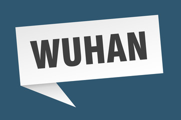 Wuhan speech bubble. Wuhan ribbon sign. Wuhan banner