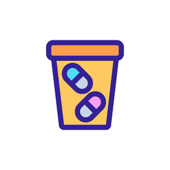 pill and glass icon vector. Thin line sign. Isolated contour symbol illustration