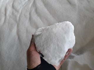 Urea chemical fertilizer, white foam granules, agglomerate In the hands of farmers