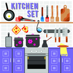set of kitchen utensils