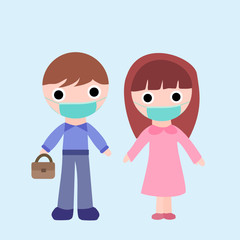 Couples wear masks to protect against dust and viruses.