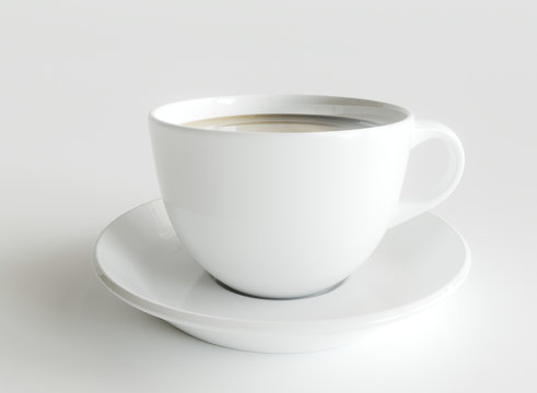 White cup with coffee on white background - 3D Rendering