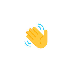Obraz premium Waving hand vector flat icon. Isolated hello, hi, bye hand gesture emoji illustration 