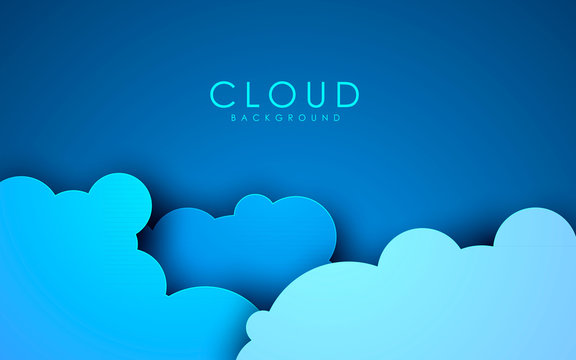 Blue cloud papercut background vector