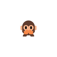 Speak no evil monkey vector flat icon. Isolated monkey face emoji illustration 