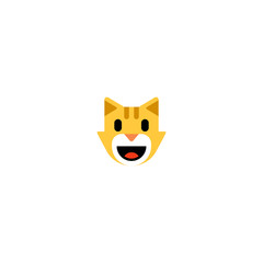 Smiling cat face vector flat icon. Isolated cat open mouth face emoji illustration 