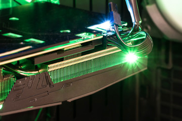 Graphics processing unit with neon light.