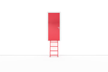 3D Rendering Concept of Ladder Reach to Door on White