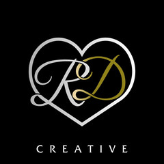 rd love logo design vector icon