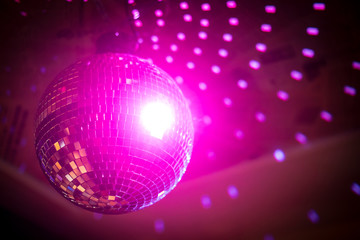 Shiny disco ball in a night club