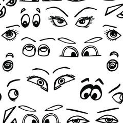  Vector illustration. Seamless pattern in the form of cartoon eyes. Cover design, clothing print.