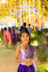 Feb 16, 2019, Girl wearing Thai national costumes, In the annual event, Lop Buri, Thailand