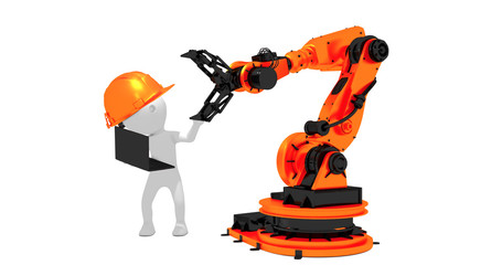 Robotic arm on white background. 3D rendering