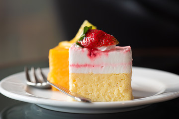 Orange cake and Yoghurt ribbon cheese cake