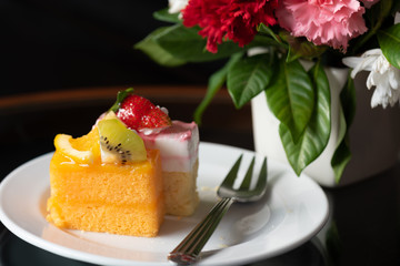 Orange cake and Yoghurt ribbon cheese cake