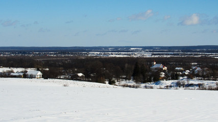 view of the village in winter. winter landscape.