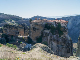 Fototapeta premium The holy monastery in Meteora Greece placed in the rocks produce the quiet that monks need to pray 