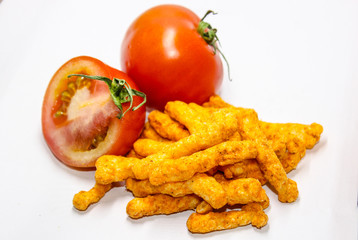 A picture of cookies with tomatos